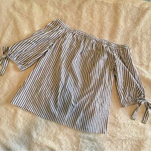 Michael Kors Off the Shoulder Striped Top | Womens Size Large